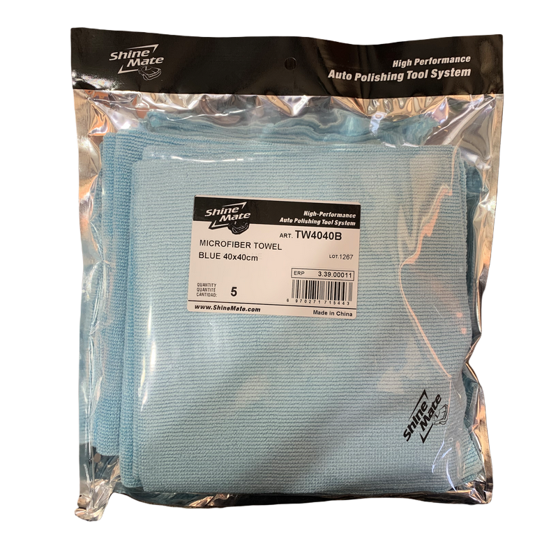 SHINEMATE – MICROFIBER TOWEL BLUE SET – TOALLA DE MICROFIBRA 40×40 CM SET 5