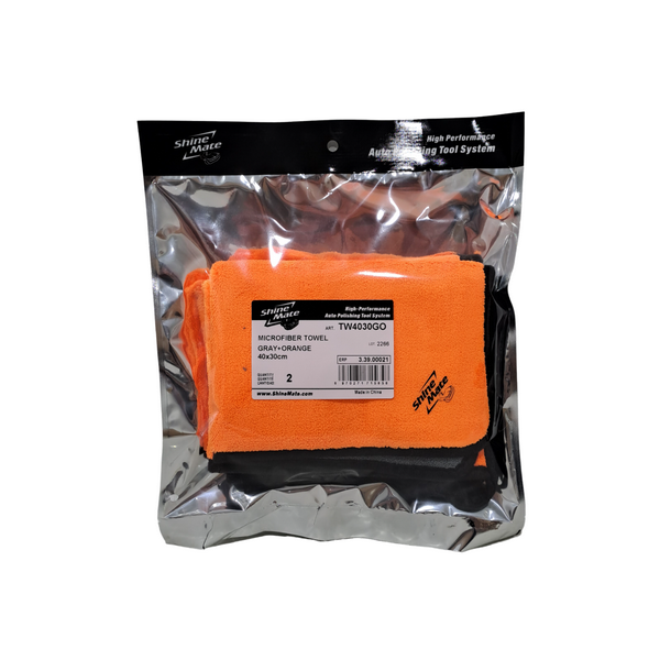 SHINEMATE – MICROFIBER TOWEL GRAY + ORANGE – TOALLA DE MICROFIBRA 40X30CM