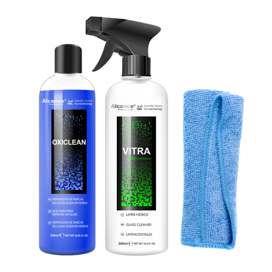 ALCANCE- KIT ELIMINADOR DE MARCAS DE AGUA – OXICLEAN + VITRA + MICROFIBRA