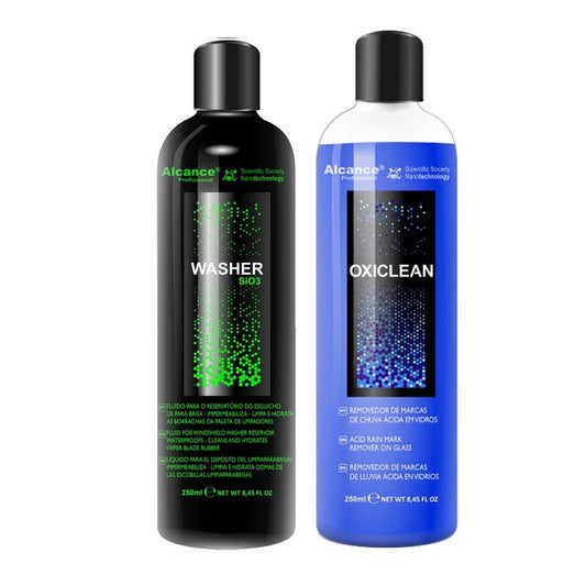 ALCANCE – KIT DESCONTAMINACION Y PROTECCION DE PARABRISAS – WASHER SIO3 + OXICLEAN